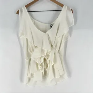 Max Studio Lightweight‎ Gauzy Layered Ruffle Sleeveless Peplum Top Feminine thumbnail 8