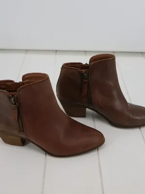 Frye Judith Double Zip Leather Ankle Boots 6.5M Brown Western Boho Block Heel thumbnail 3