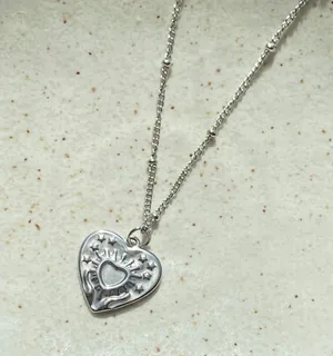 Handmade stainless steel celestial whimsical boho heart necklace🌟 thumbnail 5