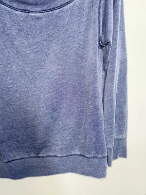Maurices Off The Shoulder Sweatshirt Washed Navy Blue Fleece Lined thumbnail 4