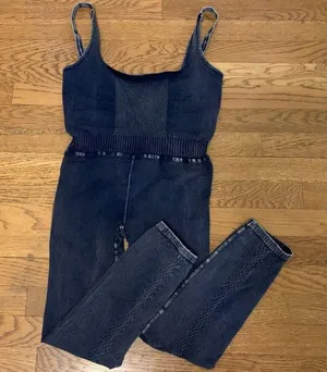 Free People Movement Good Karma Onesie deepest Navy size M/L thumbnail 7