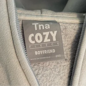 Aritzia Tna Cozy Boyfriend Fleece Oversized Sweatshirt in Light Blue thumbnail 4