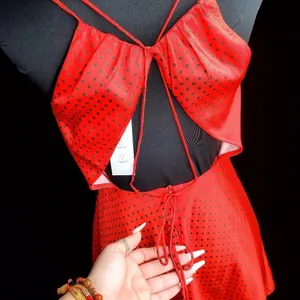 Zara Red Polka Dot Skater Dress‎ Open Back thumbnail 7