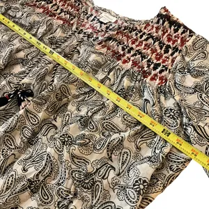 Sundance Paisley Peasant Blouse Smocked Detail & Tassels Womens L boho casual thumbnail 7