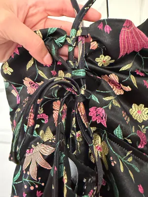 Lulus Black and Colorful Floral Jacquard Mini Dress thumbnail 3