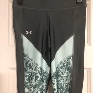 Under Armour grey teal compression cropped leggings size‎ medium activewear thumbnail 2