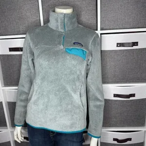 Patagonia Re-Tool Snap T Fleece Pullover Gray Teal Quarter Snap Kangaroo Pocket thumbnail 11