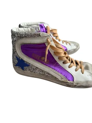 GOLDEN GOOSE Women’s Slide Purple Silver Hi Top Sneakers Size 39 / US 9 thumbnail 4