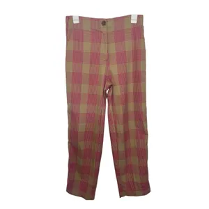 Anthropologie Maeve Tapered Pull-On Plaid Pants Pink Tan 6 Academia Preppy thumbnail 3
