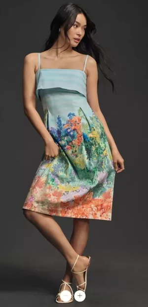 By Anthropologie Sleeveless Foldover Knee-Length Dress thumbnail 1