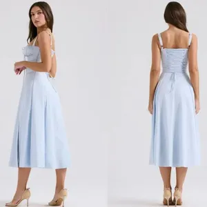 HOUSE OF CB 'Carmen' Soft Blue Cotton Bustier Sundress NWOT thumbnail 9