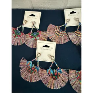 Bundle 5- Boho Tassel Fan Earring Multicolor Peacock Rhinestone Drop Lot 7 thumbnail 2
