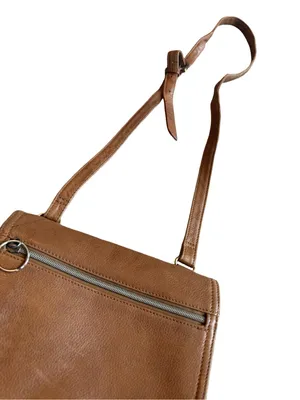 Fossil 75082 Cognac Leather Crossbody Bag Flap Front Purse Snap One Size Women's thumbnail 3