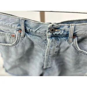 Mango MNG Andy Distressed Denim Shorts Button Fly Raw Hem Size 10 thumbnail 7