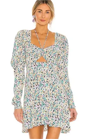 AFRM Revolve Floral Retro Puff Long Sleeve Mini Dress Size XS thumbnail 1