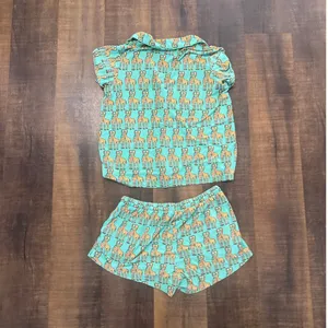 MeUndies Women’s Pajama Set Giraffe Print Button Up Top & Shorts Size M thumbnail 5