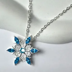 Elegant Crystal Snowflake Necklace for Women Men Winter Rhinestone Wedding Necklace Delicate Cloth Dress Flower Party Christmas Birthday Jewelry Gift Friends Accessories thumbnail 1