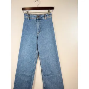 ZARA Womens Jeans Blue Denim High Rise Wide Leg Baggy Zip Fly Medium Wash Size 2 thumbnail 4