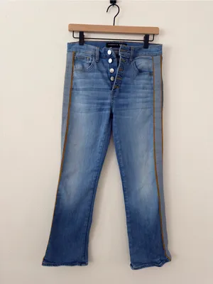 Veronica Beard Carolyn Baby Boot High Rise Tuxedo Stripe Crop Jeans 29/8 thumbnail 3