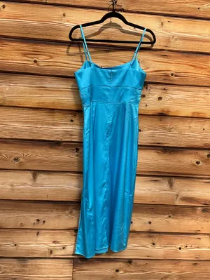 Steve Madden Size S Blue Drape Front Corset Satin Slip Dress thumbnail 8