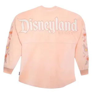 Disney Parks Peach Floral Sleeve Velour Embroidered Disneyland Spirit Jersey M thumbnail 2