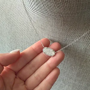 Kendra Scott Elisa Silver Pendant Necklace in Iridescent Drusy thumbnail 1