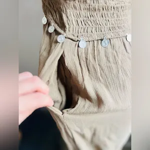 Earthbound Trading Co halter neck, gathered waist, harem leg jumpsuit, olive S thumbnail 9
