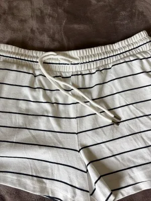 Parke x Target Drawstring Knit Shorts - White/Navy Blue Striped MEDIUM- IN HAND thumbnail 2