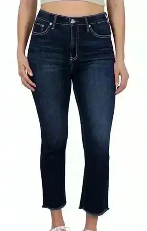Seven7 Women's Size 14‎ Skinny Jeans Dark Blue High-Rise Fray Hem thumbnail 1