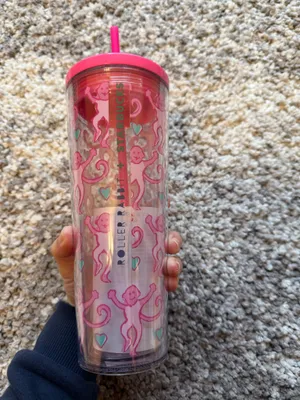 NEW Starbucks x Roller Rabbit Pink Monkey Tumbler 24 oz 2025 thumbnail 4
