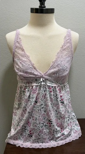 Y2K Laura Ashley Floral Babydoll Chemise Slip Nightgown Sz L thumbnail 1
