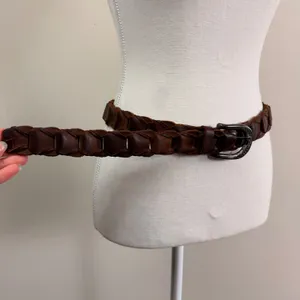 Levi Strauss & Co Brown Braided Genuine Leather Belt 34 85 Silver Buckle 3560 thumbnail 3