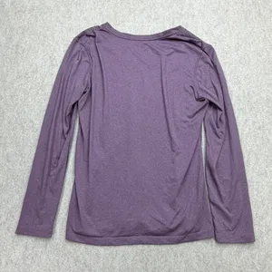 Nike Dri-Fit Shirt Women M V-Neck Long Sleeve Purple Athleisure Activewear Sport thumbnail 2