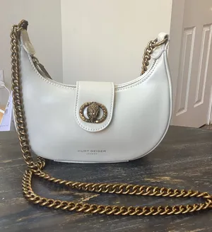 Kurt Geiger London Small Chelsea Chain Strap Beige Leather Crossbody Bag thumbnail 1