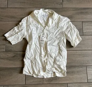 Zara White Short Sleeve Button-Down Shirt thumbnail 1