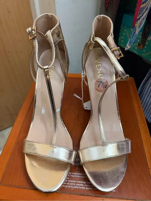 Venus Gold Metallic T-Strap Stiletto Heels - Wedding Guest Glam. Size: US 7.5 thumbnail 2