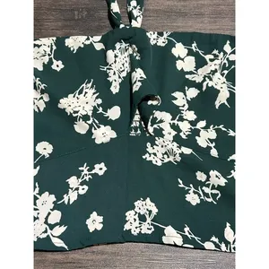 Abercrombie & Fitch Forest Green Floral Knot Front Tie Back Halter Crop Top XL‎ thumbnail 13
