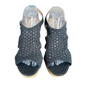 SO‎ Taffy Black Woven Braided Cork Wedge Sandals Women's Size 10 M 214784 thumbnail 3