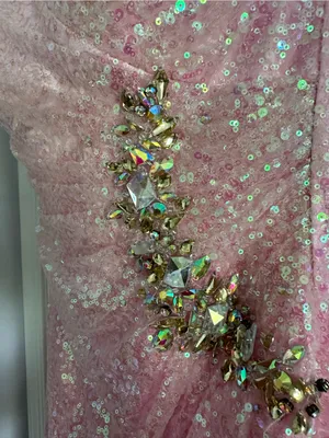 MoriLee by Madeline Gardner Strapless Pink Sequin Evening Gown size 3/4 thumbnail 5