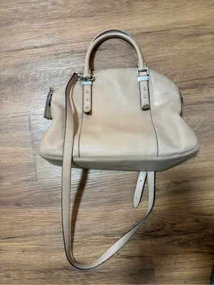 Michael Kors Pebbled Leather Satchel Shoulder Bag Taupe Beige Crossbody Purse thumbnail 3