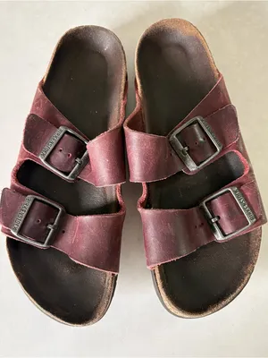 Birkenstock Slip-on Sandals Red Two Strap Woman’s Size 38 US 7-7.5 thumbnail 1