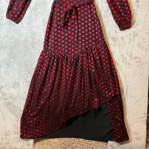 Lovers and Friends Augustus Long Sleeve Gown Red Black Polka Dot‎ Print Sz S thumbnail 4