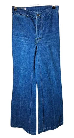Vintage 70s Faded Glory‎ USA Made Flare Jeans Sz 7 28 | High Rise Roller Denim thumbnail 1