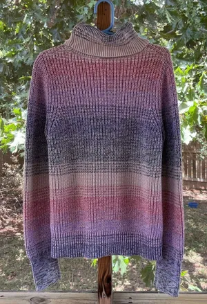 Gap Women's Marled Cotton Turtleneck Sweater Colorful Stripe Size M thumbnail 1
