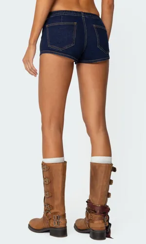 Edikted Ciel Low Rise Denim Micro Shorts thumbnail 3