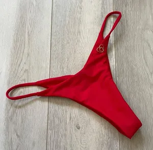 AguaViva Bikini Bottoms scrunch thong womens Red (xsmall) swim cheeky minimalist thumbnail 1