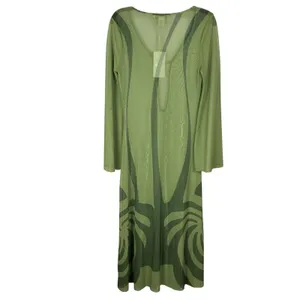 NEW Caroline Constas Sheer Mesh Cover Up Maxi Dress Womens Medium Green Resort thumbnail 4