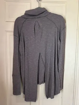 Free People We The Free Turtleneck Tunic Top Medium Gray/Tan Split Back thumbnail 8