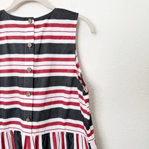 [Anthropologie] Maeve Red Gray Striped Wide Leg Sleeveless Jumpsuit Cotton Sz XL thumbnail 8