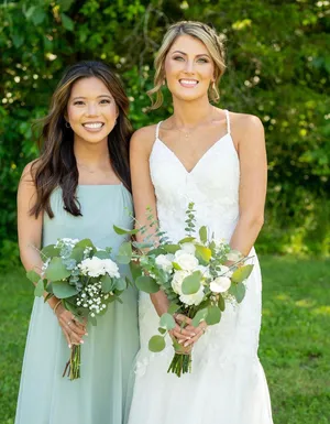 David’s Bridal Dusty Sage Chiffon Dress thumbnail 2